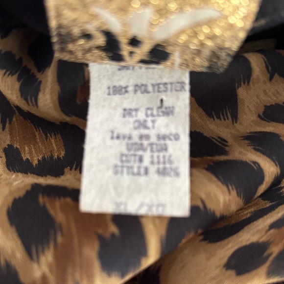 VINTAGE SAM Cheetah Print Satin Tunic Blouse Size XL - Picture 5 of 6